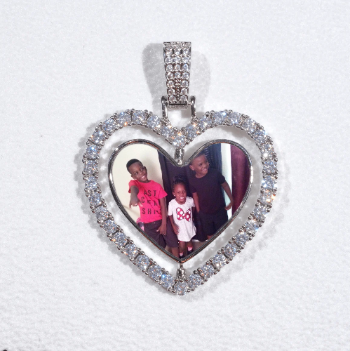 3D Spinning 2-Faced Heart Custom Picture Pendant