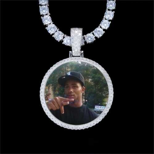925S & VVS Moissanite 3D Circle Custom Picture Pendant