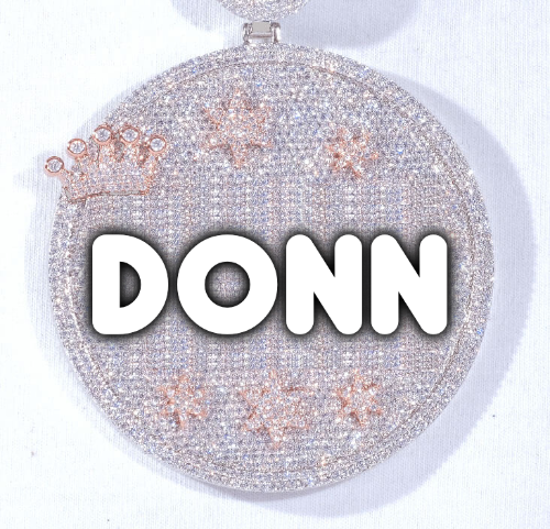 CUSTOM LETTER NECKLACE 3D BIG CROWN DISC