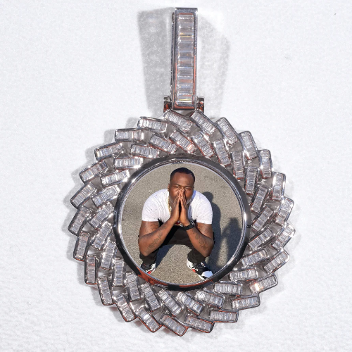 Large 3D Baguette Custom Picture Pendant