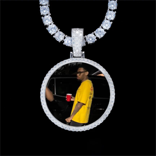 925S & VVS Moissanite 3D Circle Custom Picture Pendant
