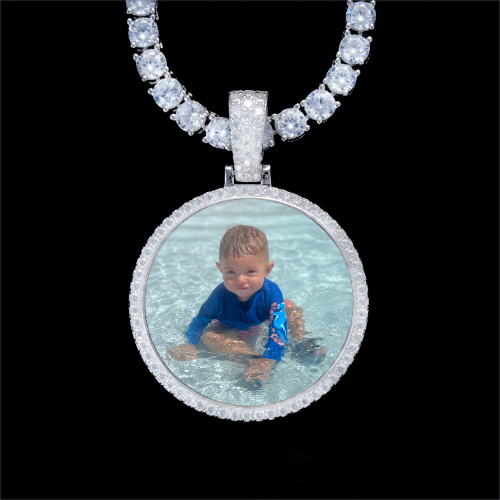 925S & VVS Moissanite 3D Circle Custom Picture Pendant