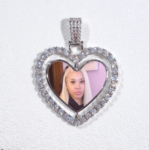 3D Spinning 2-Faced Heart Custom Picture Pendant