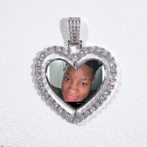 3D Spinning 2-Faced Heart Custom Picture Pendant