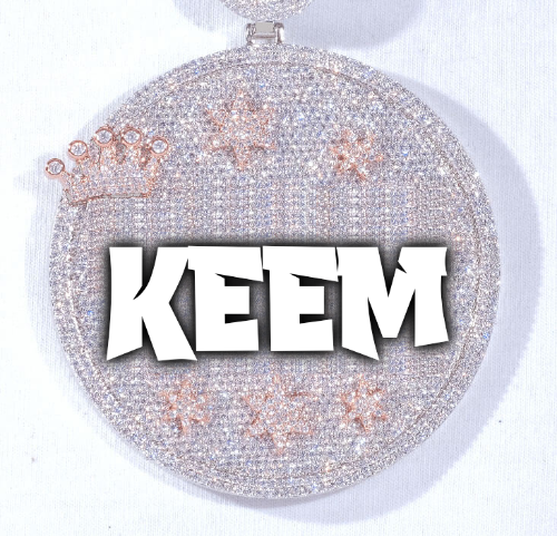 CUSTOM LETTER NECKLACE 3D BIG CROWN DISC
