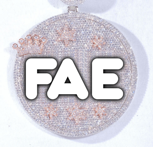 CUSTOM LETTER NECKLACE 3D BIG CROWN DISC