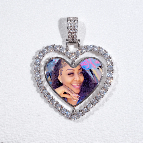 3D Spinning 2-Faced Heart Custom Picture Pendant