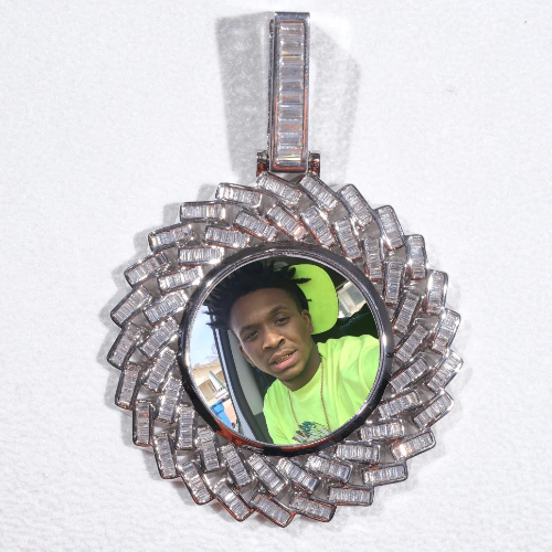Large 3D Baguette Custom Picture Pendant