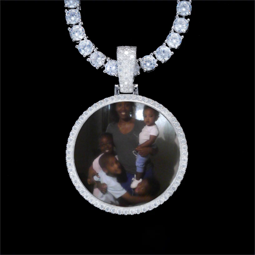925S & VVS Moissanite 3D Circle Custom Picture Pendant
