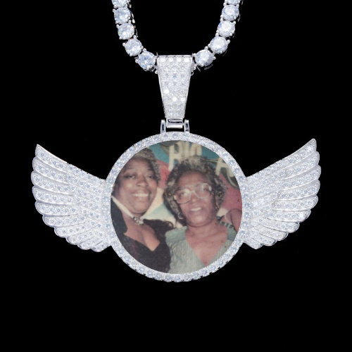 925S & VVS Moissanite 3D Wing Custom Picture Pendant