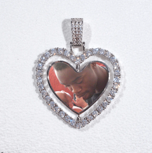 3D Spinning 2-Faced Heart Custom Picture Pendant