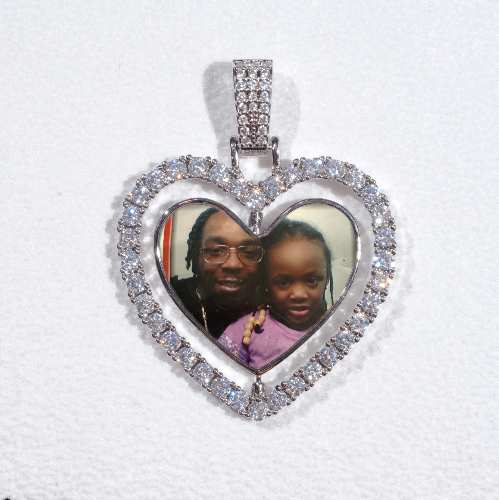 3D Spinning 2-Faced Heart Custom Picture Pendant