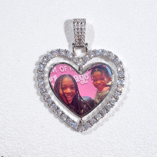 3D Spinning 2-Faced Heart Custom Picture Pendant