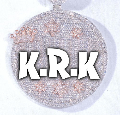 CUSTOM LETTER NECKLACE 3D BIG CROWN DISC