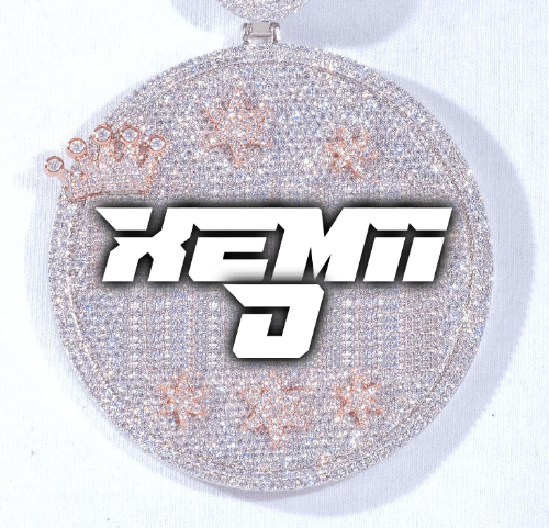 CUSTOM LETTER NECKLACE 3D BIG CROWN DISC