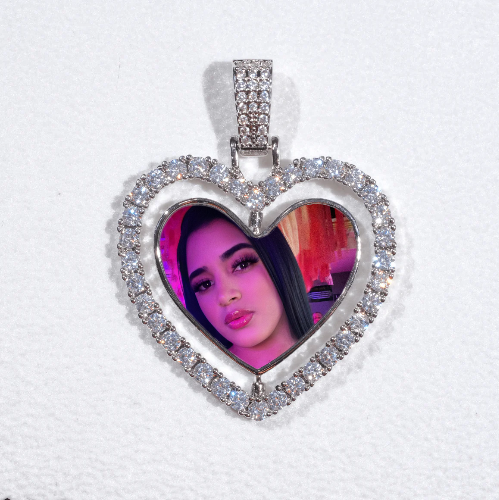 3D Spinning 2-Faced Heart Custom Picture Pendant