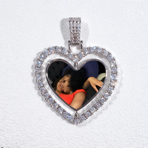 3D Spinning 2-Faced Heart Custom Picture Pendant