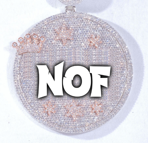 CUSTOM LETTER NECKLACE 3D BIG CROWN DISC
