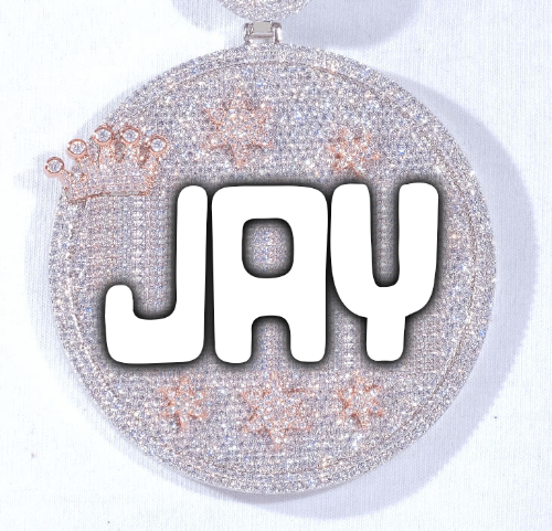 CUSTOM LETTER NECKLACE 3D BIG CROWN DISC