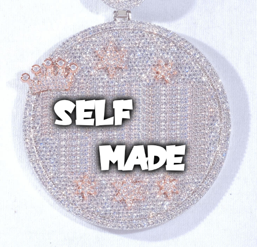 CUSTOM LETTER NECKLACE 3D BIG CROWN DISC