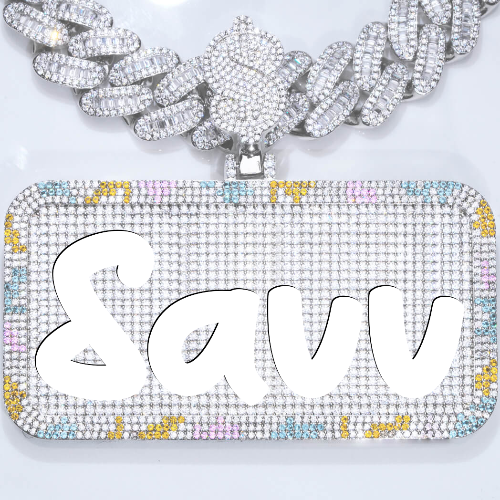 CUSTOM LETTER NECKLACE 3D COLORFUL SQUARE