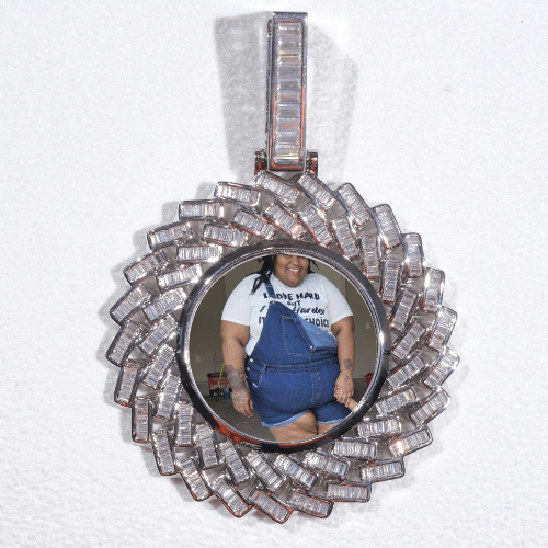Large 3D Baguette Custom Picture Pendant