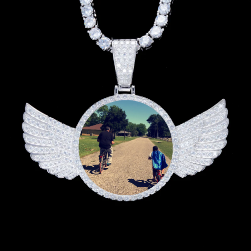 925S & VVS Moissanite 3D Wing Custom Picture Pendant
