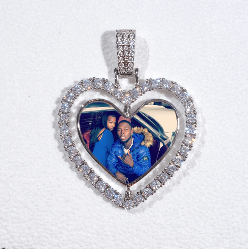 3D Spinning 2-Faced Heart Custom Picture Pendant