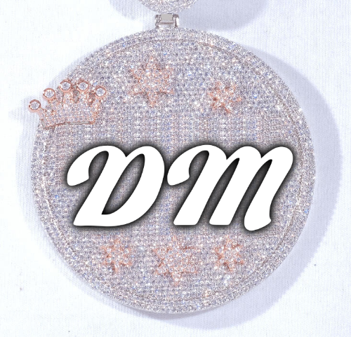 CUSTOM LETTER NECKLACE 3D BIG CROWN DISC
