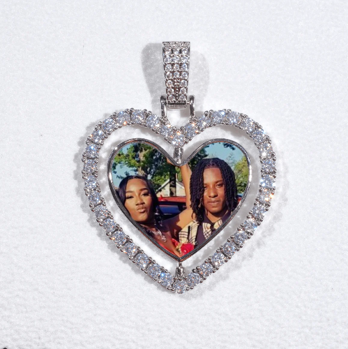 3D Spinning 2-Faced Heart Custom Picture Pendant