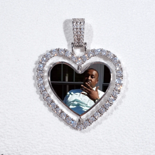 3D Spinning 2-Faced Heart Custom Picture Pendant