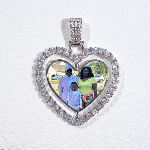 3D Spinning 2-Faced Heart Custom Picture Pendant