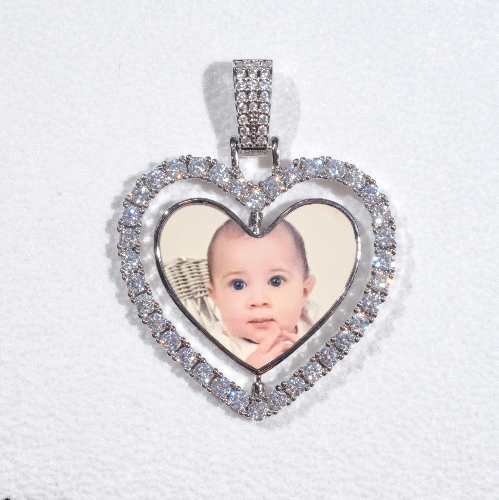 3D Spinning 2-Faced Heart Custom Picture Pendant