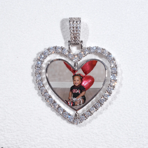 3D Spinning 2-Faced Heart Custom Picture Pendant