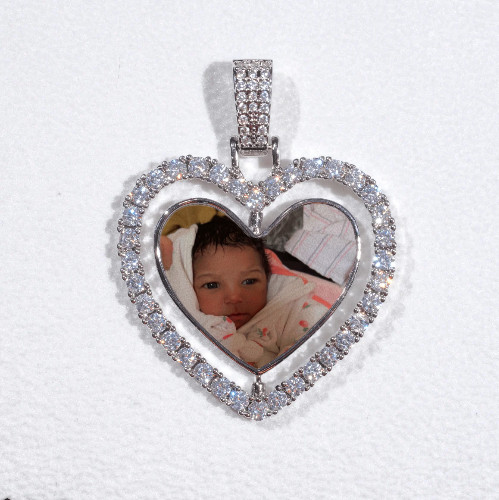3D Spinning 2-Faced Heart Custom Picture Pendant