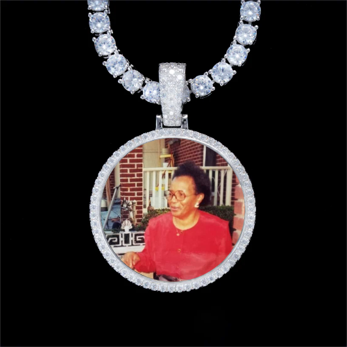 925S & VVS Moissanite 3D Circle Custom Picture Pendant