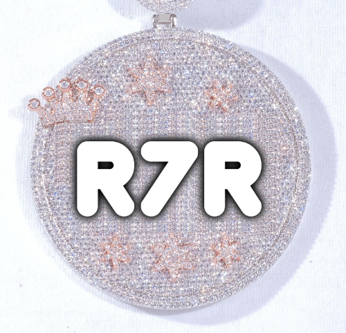 CUSTOM LETTER NECKLACE 3D BIG CROWN DISC