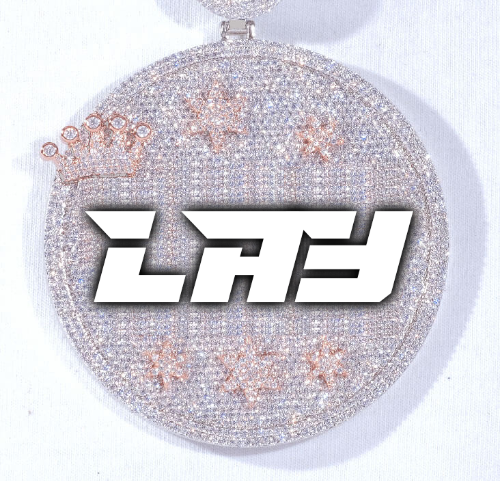 CUSTOM LETTER NECKLACE 3D BIG CROWN DISC