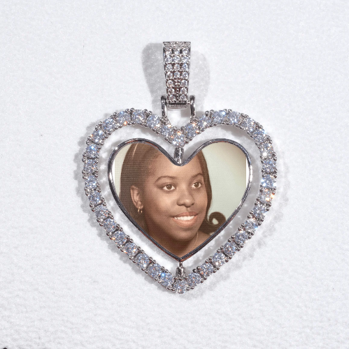 3D Spinning 2-Faced Heart Custom Picture Pendant