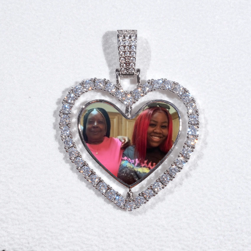 3D Spinning 2-Faced Heart Custom Picture Pendant