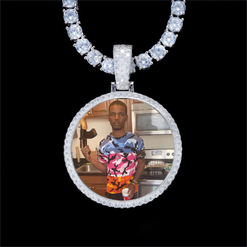925S & VVS Moissanite 3D Circle Custom Picture Pendant