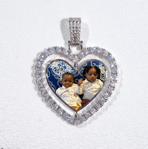 3D Spinning 2-Faced Heart Custom Picture Pendant
