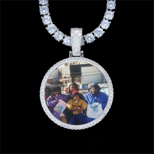 925S & VVS Moissanite 3D Circle Custom Picture Pendant