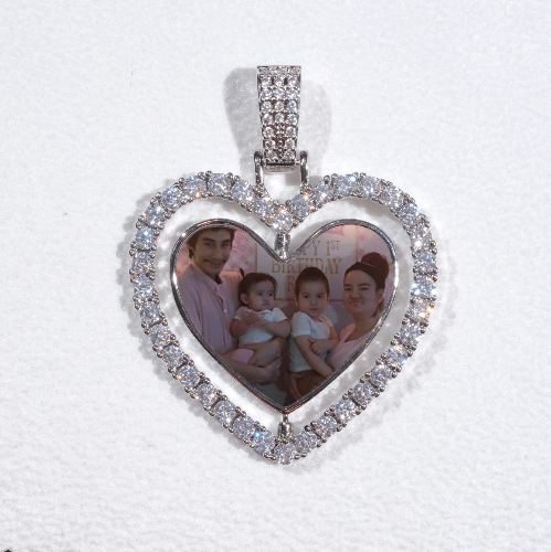 3D Spinning 2-Faced Heart Custom Picture Pendant