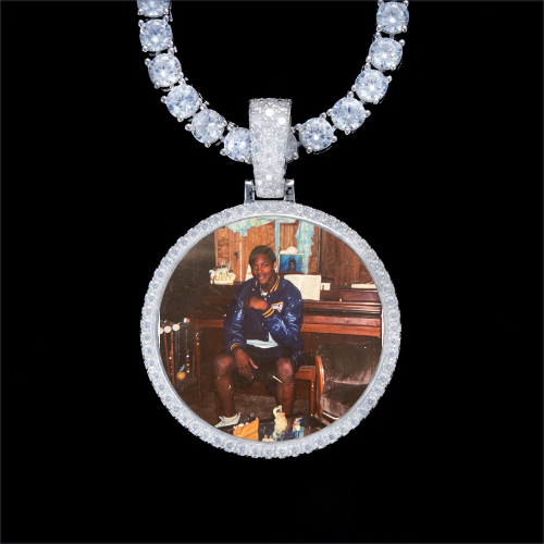 925S & VVS Moissanite 3D Circle Custom Picture Pendant