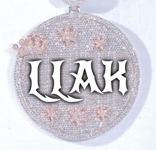 CUSTOM LETTER NECKLACE 3D BIG CROWN DISC