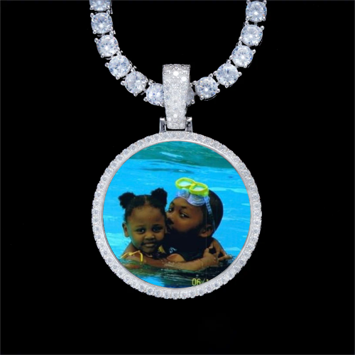 925S & VVS Moissanite 3D Circle Custom Picture Pendant