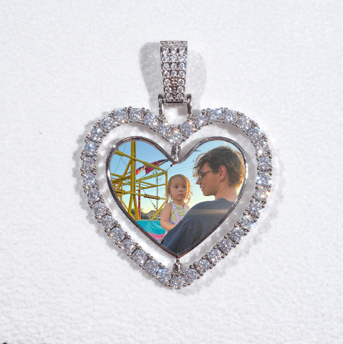 3D Spinning 2-Faced Heart Custom Picture Pendant