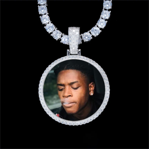 925S & VVS Moissanite 3D Circle Custom Picture Pendant