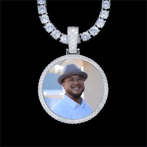 925S & VVS Moissanite 3D Circle Custom Picture Pendant